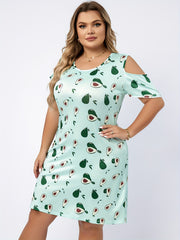  Avocado Cold Shoulder Nightdress Round Neck Sleep Dress