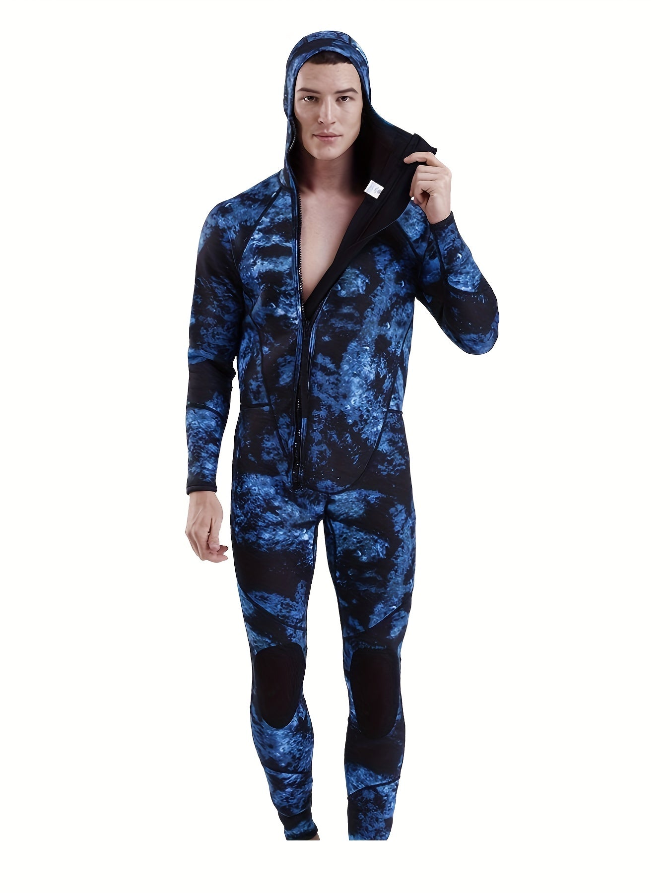 Men's Neoprene 3mm Hoodie Wetsuit Front Zipper Full Suit