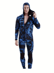 Men's Neoprene 3mm Hoodie Wetsuit Front Zipper Full Suit