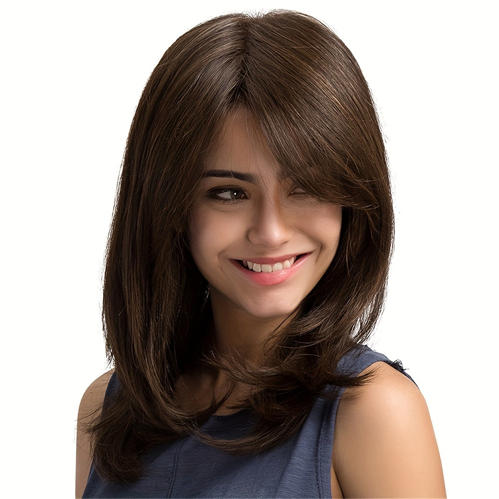 8 Cm Natural Straight None Lace Wig Brown Short Hair for Women
