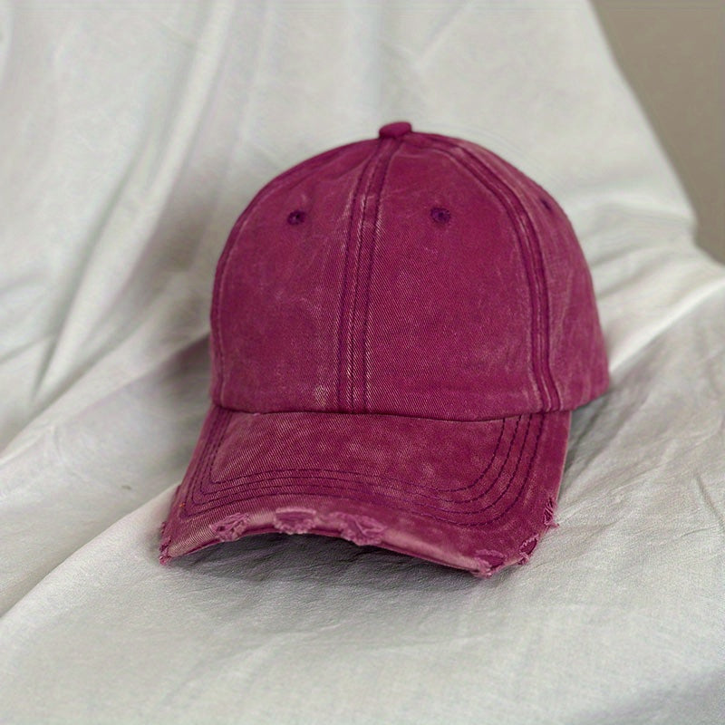 Unisex Breathable Ripped Baseball Cap w/ Letter Embroidery