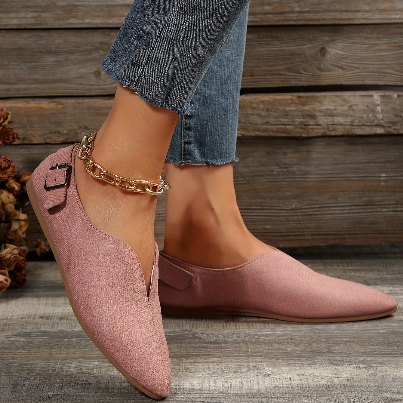 Lightweight Closed Toe Slip On Shoes with Buckle Strap Details