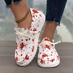 Women's Cupid & Heart Cartoon Design Skateboard Shoes