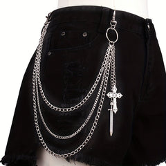 Geometric Cross Pants Chain Sword Pendant Decoration