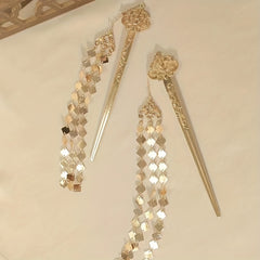 Alloy Golden Hairpin Tassel Hair Stick Ponytail Holder Hair Accessories