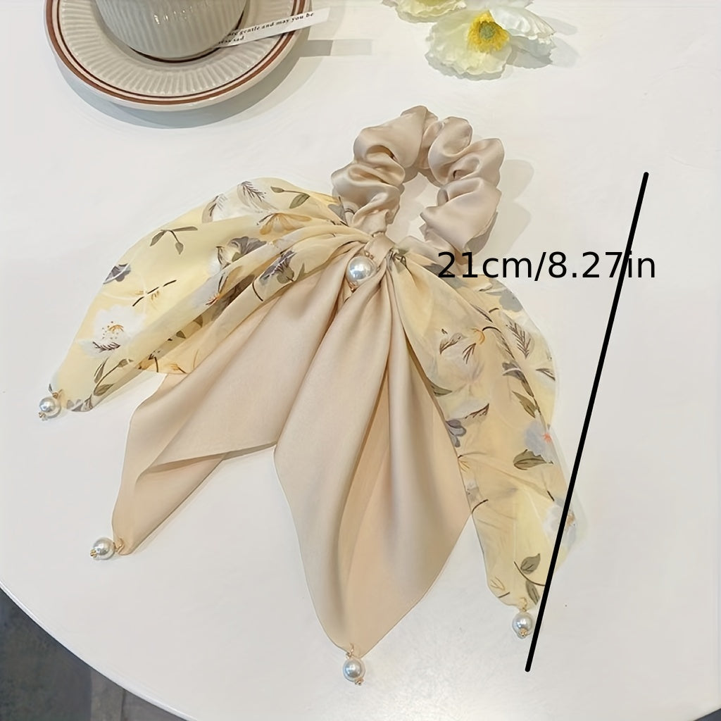 Floral Print Scarf Scrunchies Ponytail Holder Hair Accessories