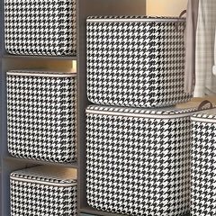 Houndstooth Storage Bag Waterproof Dustproof Large Capacity