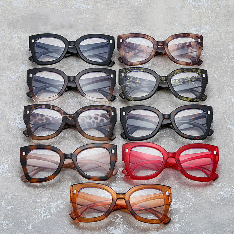 Light Blocking Glasses Large Cat Eye Clear Lens Anti Eyestrain