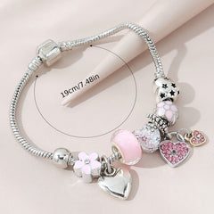 Heart Pendant Bracelet With Lantern Beads Lovely Chain For Women