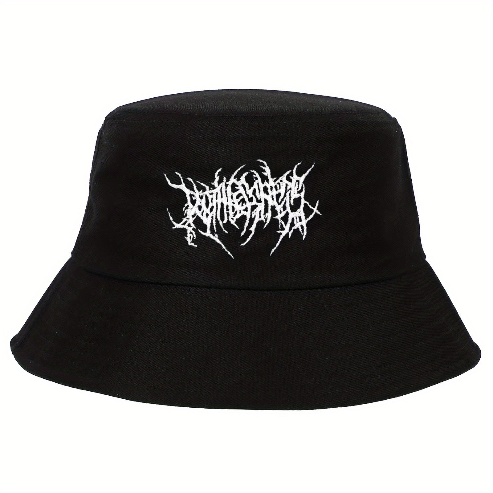 Gothic Embroidery Cotton Bucket Hat Unisex Lightweight Sunshade
