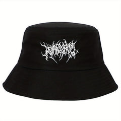 Gothic Embroidery Cotton Bucket Hat Unisex Lightweight Sunshade