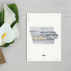 Iowa State Letter Map Stickers for Children - Modern Typography Art Series
