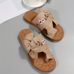 Women's Floral Embroidered Slide Sandals Lightweight Summer Shoes