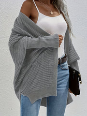 Solid Bat Sleeve Open Front Cardigan