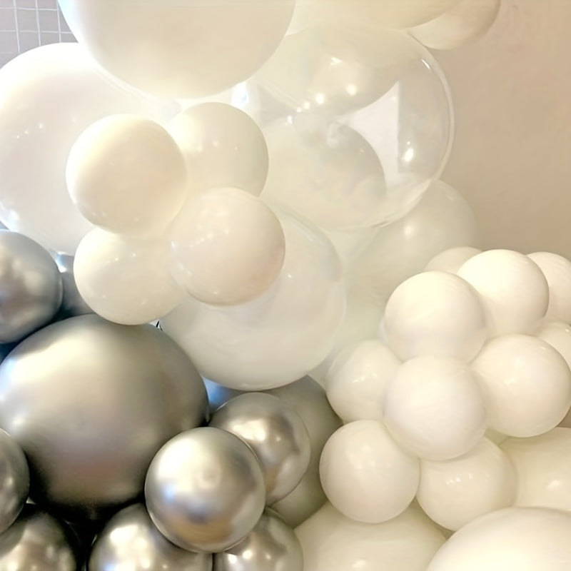 60 Matte Silver & Confetti Balloons 12" Birthday Wedding