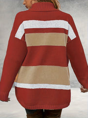  Colorblock Turtle Neck Sweater