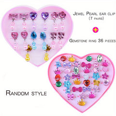 Children's Rings Girls Toys Baby Ear Clip Jewelry Box Princess Trinkets