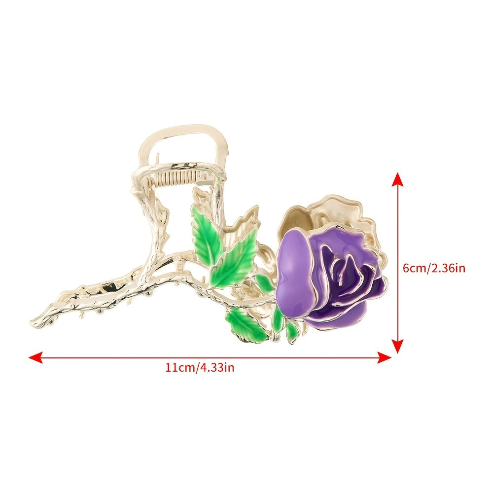 Pink Roses And Green Leaves Hair Clips Women's Hair Accessories