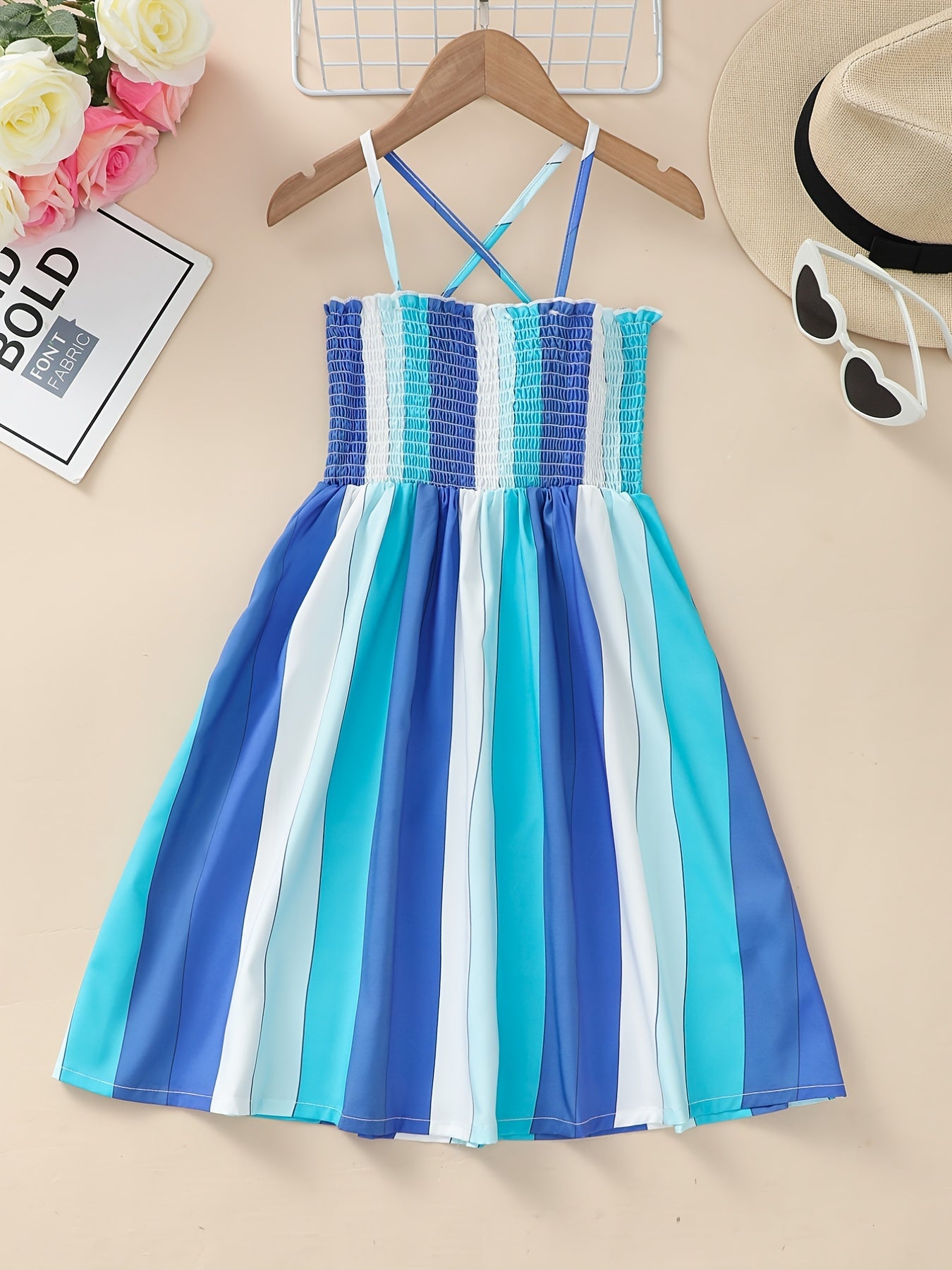 Girls Block Striped Cami Dress for Summer Holiday