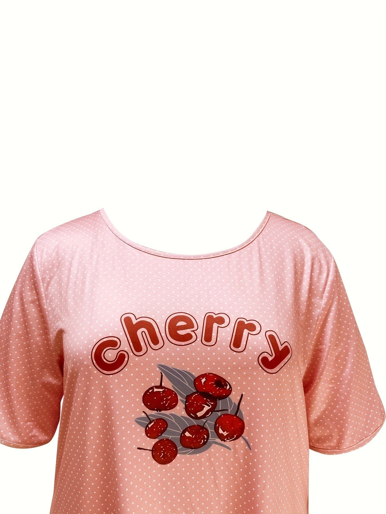  Polka Dot Cherry Print Sleep Dress