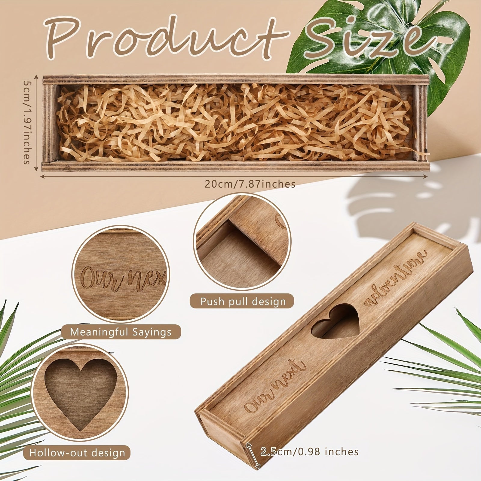 Yuebaaf Wooden Pregnancy Announcement Keepsake Box Light Brown