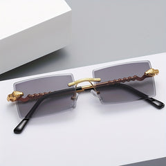 Metal Rimless Sunglasses Serpentine Small Square Sun Glasses Outdoor Eyewear
