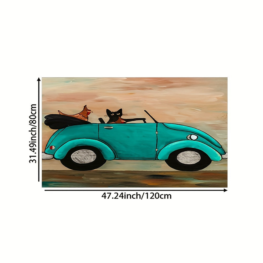 Cartoon Car Pattern Rug Machine Washable Floor Mat for Living Room