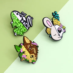 Half Skeleton Animal Brooch Novelty Design