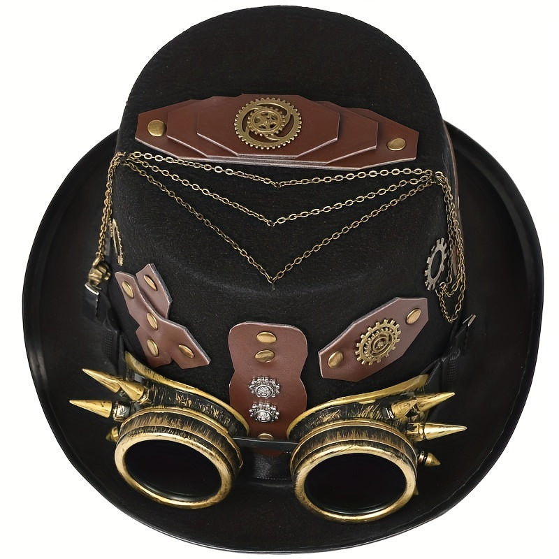 Steampunk Hats with Goggles PU Leather Men's Hat