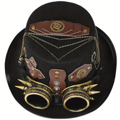 Steampunk Hats with Goggles PU Leather Men's Hat