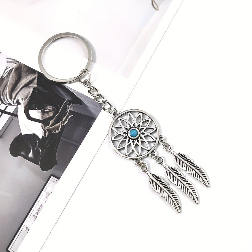 Dream Catcher Leaf Feather Tassel Keychain Jewelry
