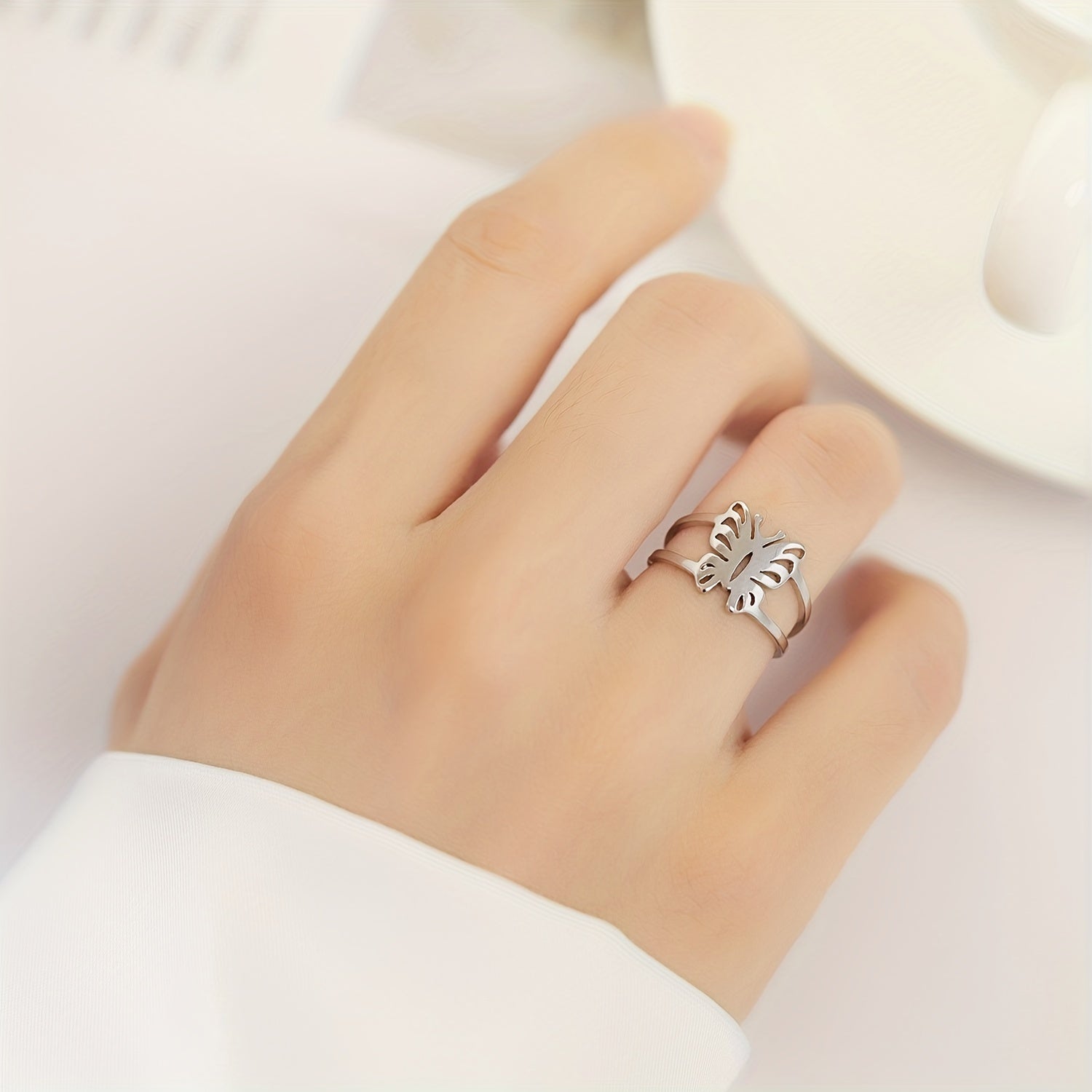 Butterfly Finger Ring Stainless Steel Tail Ring
