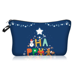 Christmas Pattern Makeup Bag Zipper Cosmetic Organizer Travel Toiletry Bag