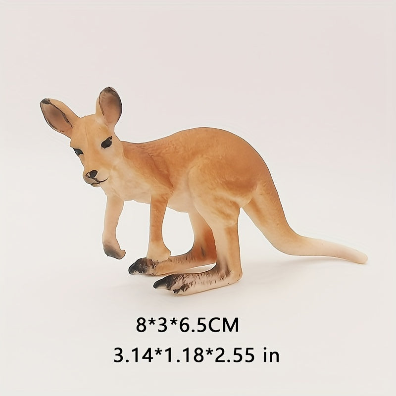 Kangaroo Toy Set Realistic PVC Animal Figures Male & Female with Youngsters