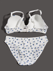 Floral Print Push Up Bra & Panties Set
