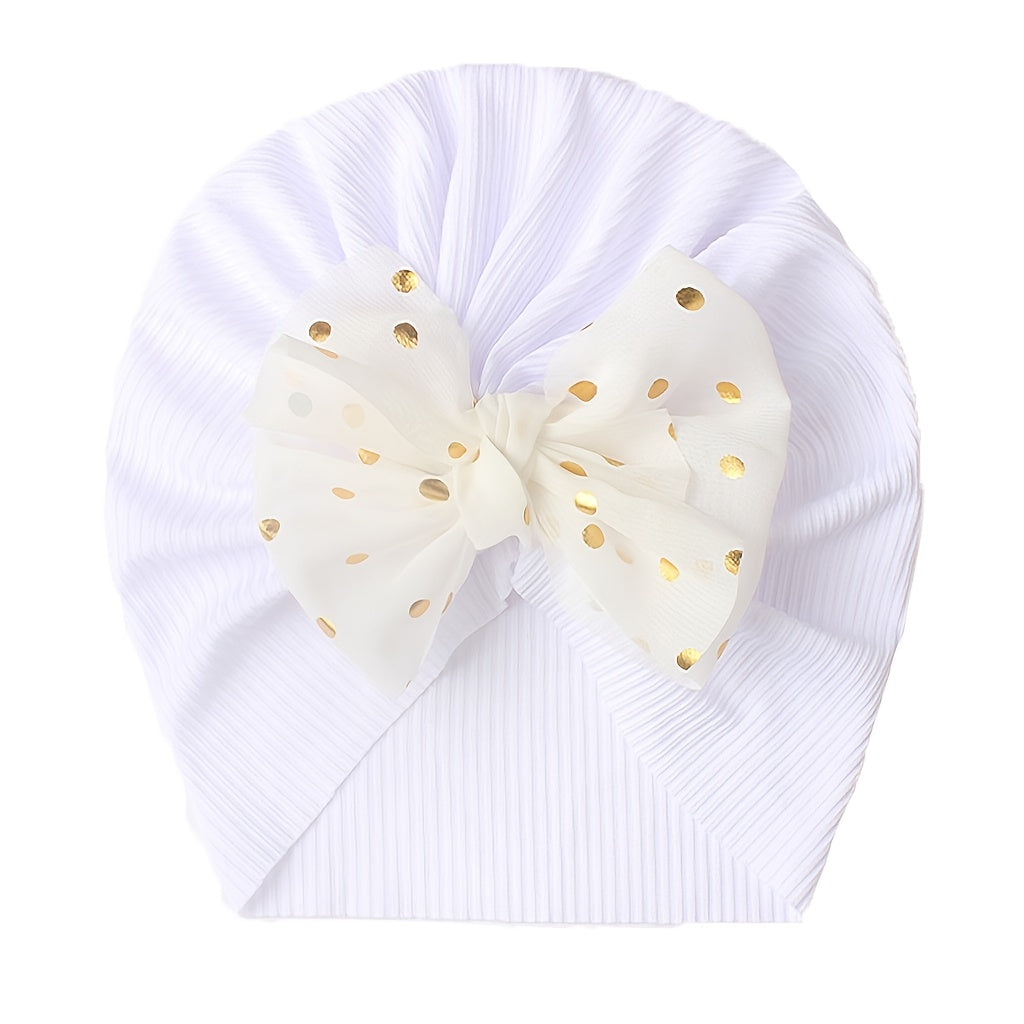 Polka Dot Print Bow Head Wrap Hat for Baby Girls & Boys