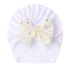 Polka Dot Print Bow Head Wrap Hat for Baby Girls & Boys