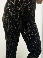  Sporty Leggings Women's Golden Dot Print High Rise Skinny Leggings