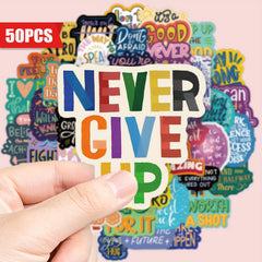 50pcs Inspirational Never Give Up Waterproof Stickers for Motivation & Strength