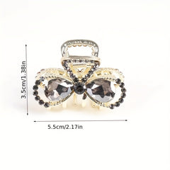 Women Rhinestone Bow Hair Claw Glitter Bowknot Hair Claw Ponytail Holder