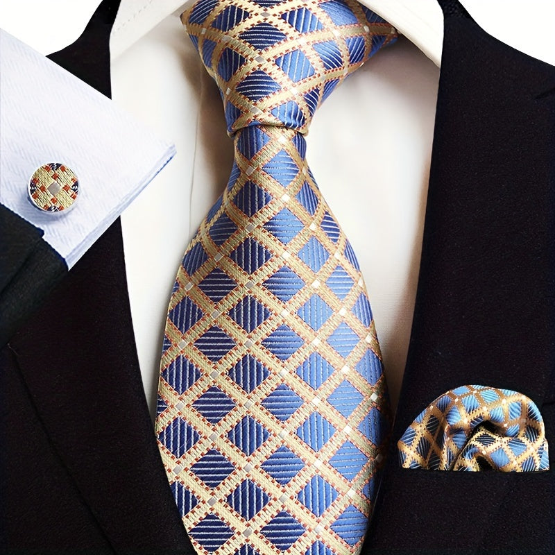 Men's Jacquard Tie Cufflink Square Scarf Business Parties