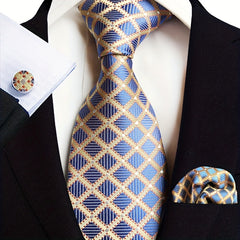 Men's Jacquard Tie Cufflink Square Scarf Business Parties