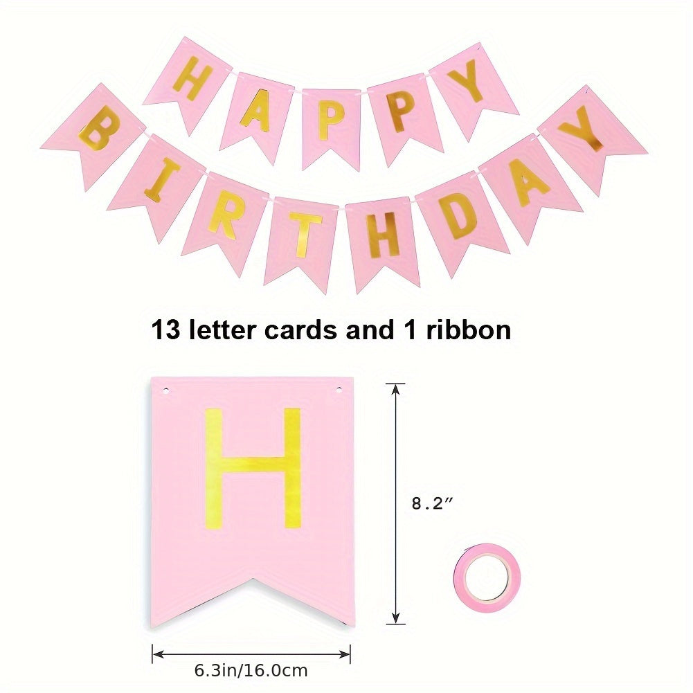 Pink Birthday Decorations Happy Birthday Banner Metallic Fringe Curtains