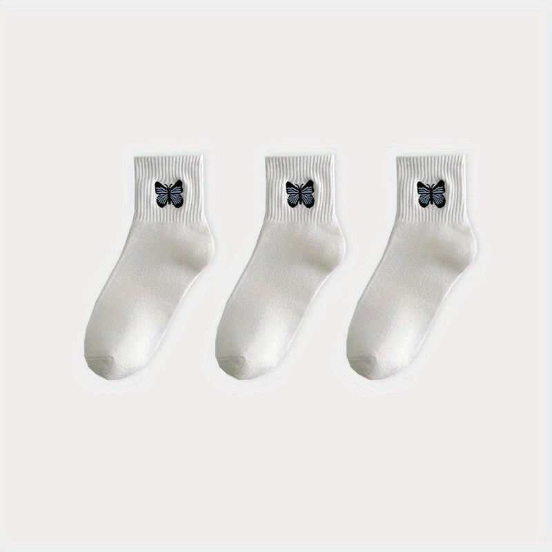 Butterfly Print Mid Tube Socks Women's Stockings
