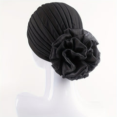Pleated Mesh Flower Turban Head Wrap Bandana Chemo Cap