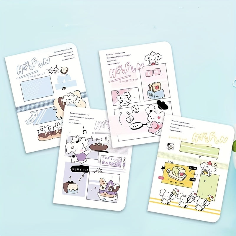 4pcs Cartoon Coil A5 Notebooks - 80 Sheets - Office/School/Birthday