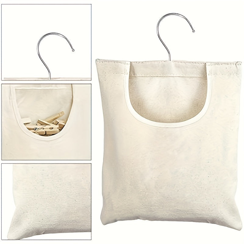 Canvas Clothespin Bag with Hanger & Rotatable Hook