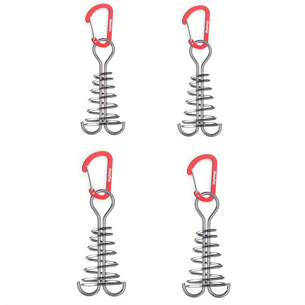 4pcs Stainless Steel Octopus Rope Buckles with Spiral Tent Pegs and Hooks