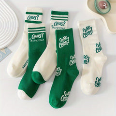 5 Pairs Letter Print Socks Mid Tube Women's Stockings