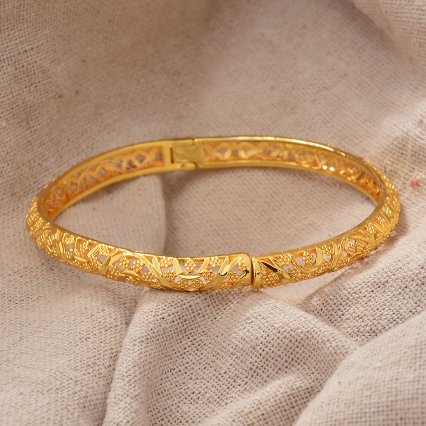 Boho Style Copper Open Bangle Bracelet 18K Plated For Mother's Gift